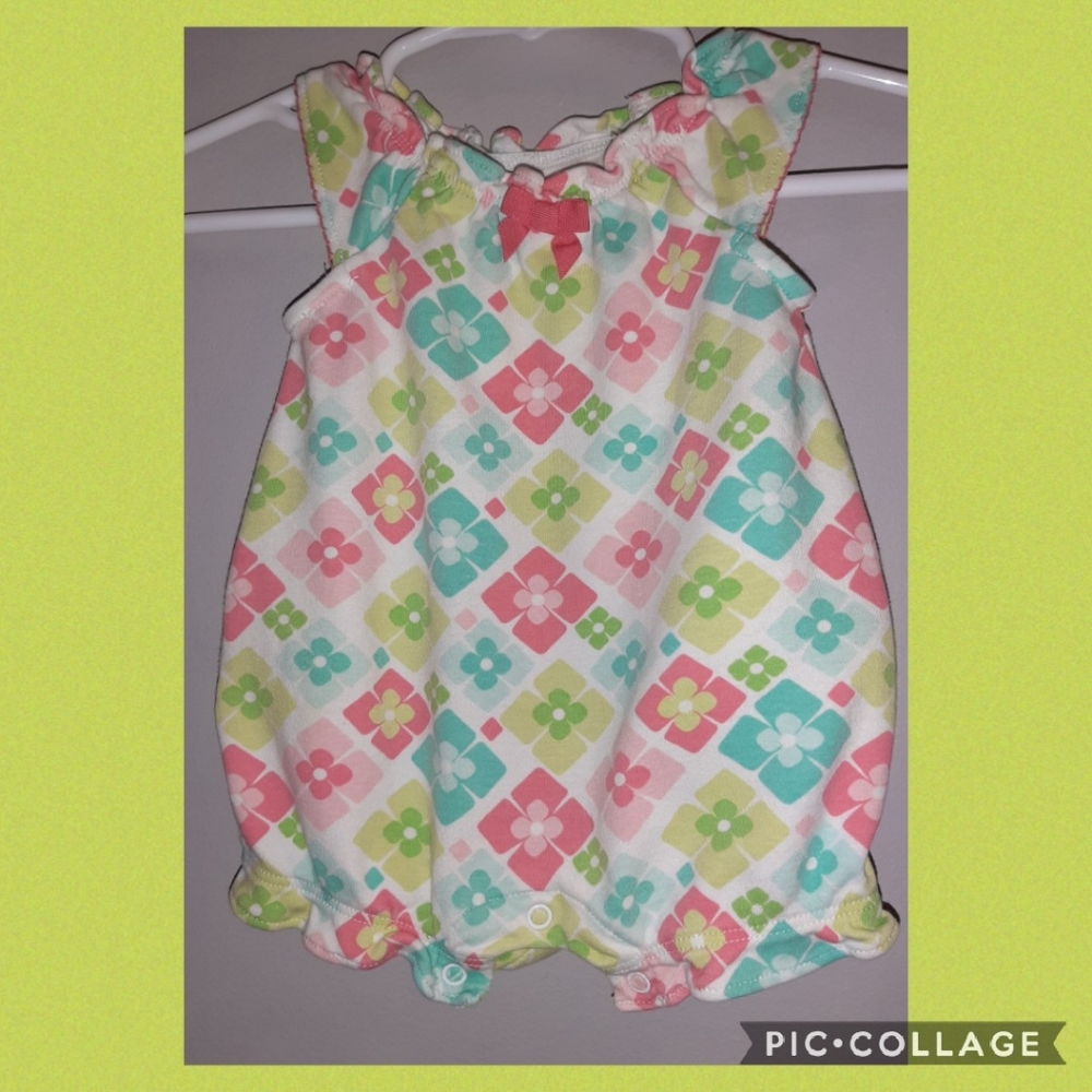 Gymboree Coral Cutie Ruffled Print Romper ~ 0-3